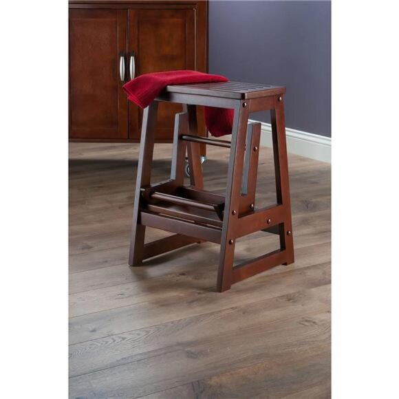 Beech Wood Double Step Stool, Antique Walnut - Picture 5 of 7